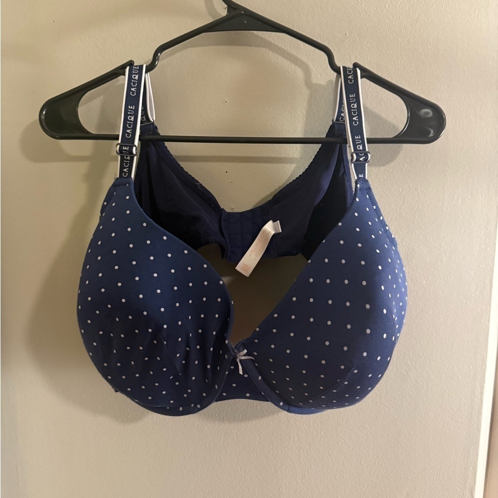 Cacique Blue and White Polka Dot Bra Full Coverage 46 DD